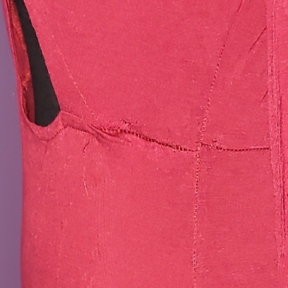 Red Long Sleeve Mock Neck Dress Cut Out Front Dress Sz: L - Picture 8 of 8